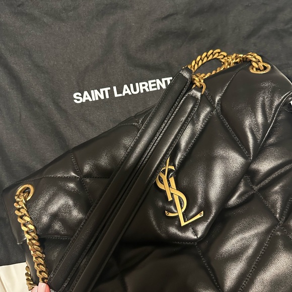 Saint Laurent Black Quilted Shoulder Bag with Gold Accents - Picture 1 of 10